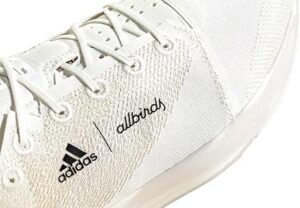 Close-up of Adidas and Allbirds collaborative sustainable sneaker branding