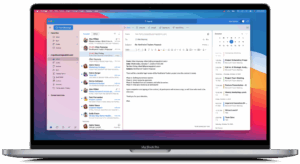 MacBook screen showing email marketing dashboard with competitor keyword tracking